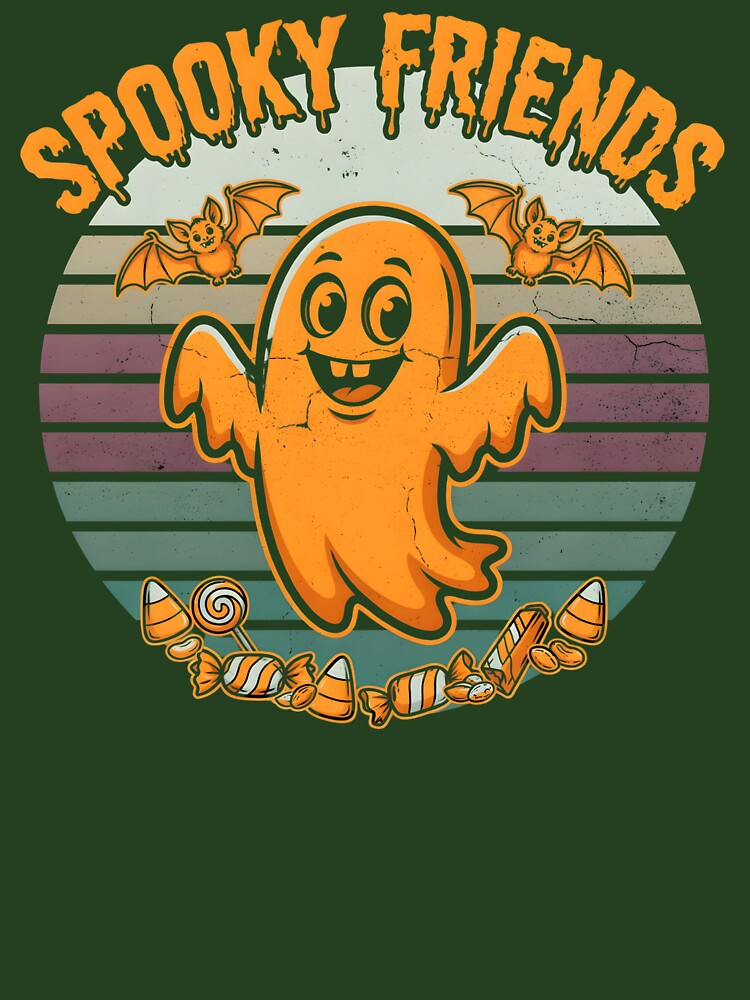 Spooky Friends Cute Ghost Halloween Retro Vintage by dragonbol023