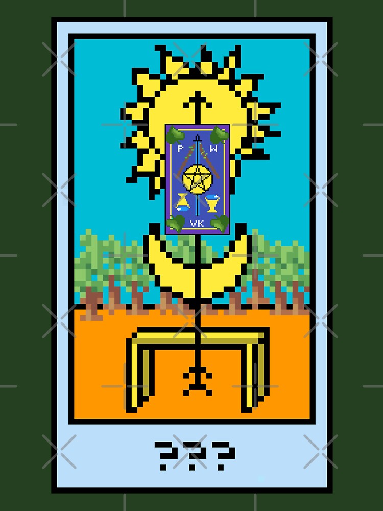 Wait, is this pixel art tarot? Green - Bonus Card (Design for T-shirt, stickers and other accessories) by Pixel Waite