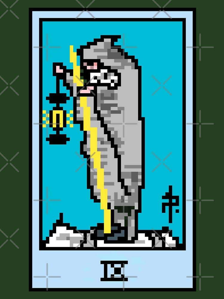 Wait, is this pixel art tarot? Green - Major Arcana 'The Hermit' (Design for T-shirt, stickers and other accessories) by Pixel Waite
