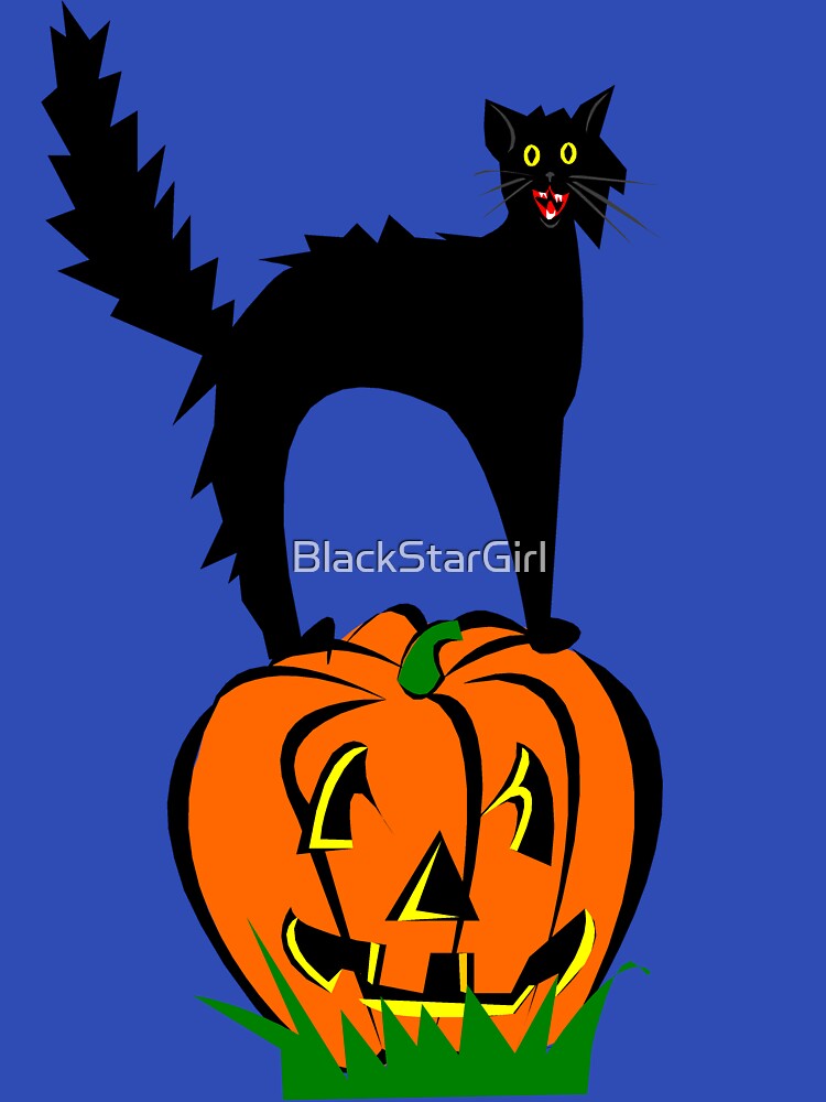 Funny Black Cat and Pumpkin by MurphyMorganGifts
