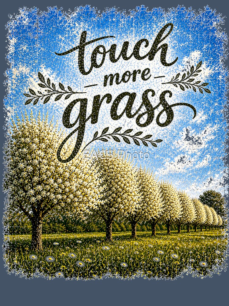 Touch More Grass – Inspirational Nature Quote Vintage Distressed T-Shirt Design by EACS Photo