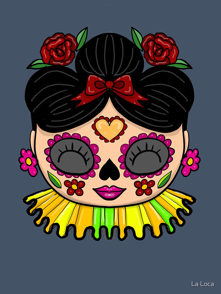 Cute Sugar Skull Mexican Lady by La Loca
