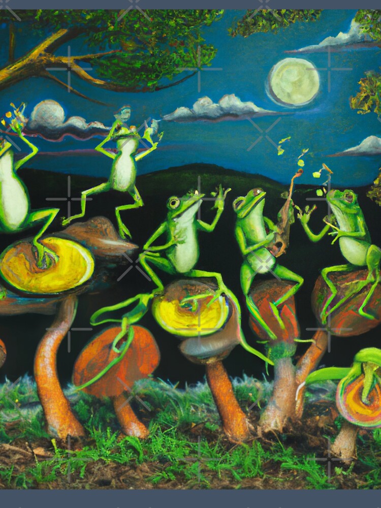 Goblincore Frogs Mushrooms Oil Painting by soulfulprintss8