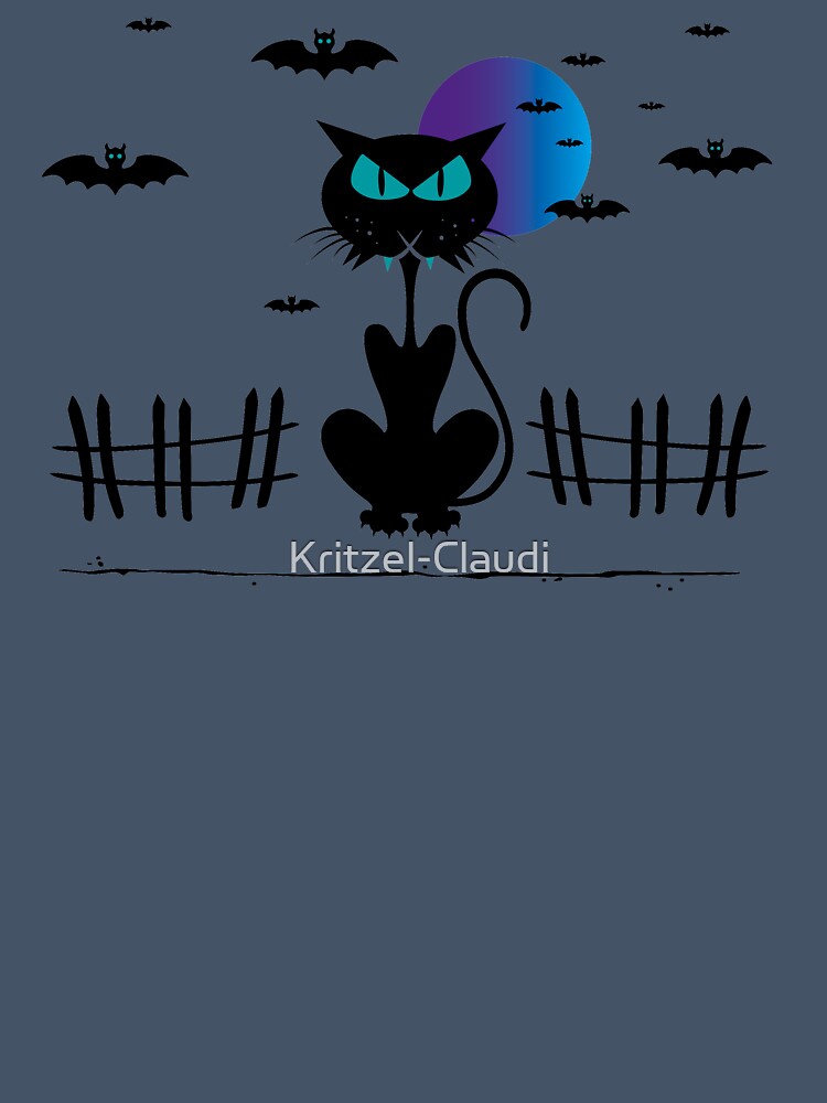 Halloween cat and bat by Kritzel-Claudi