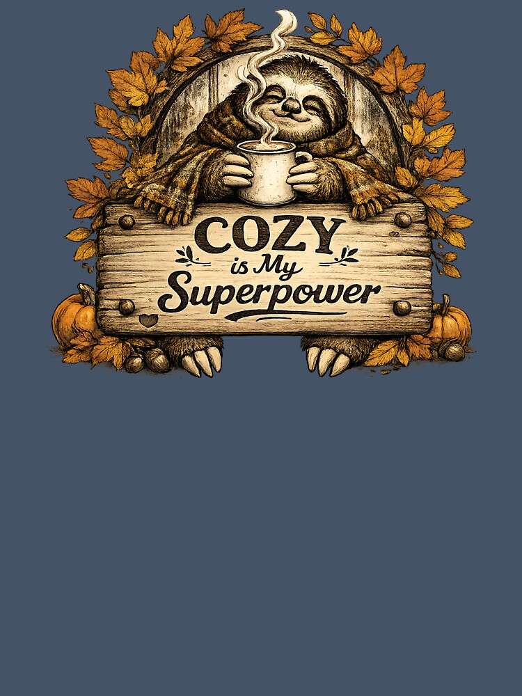 Cozy Is My Superpower Sloth Vintage Autumn Design by NowaPrintNest