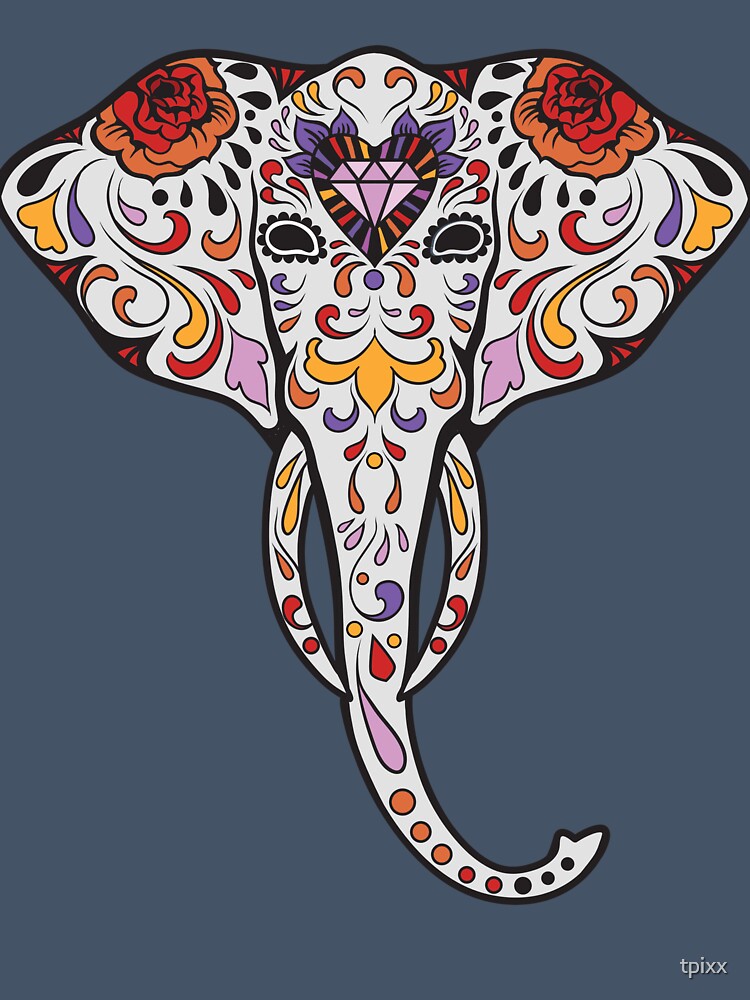 Elephant Sugar Skull Day of the Dead by tpixx