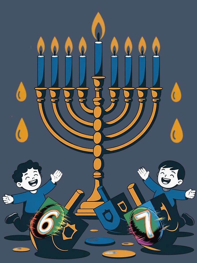 Happy Hanukkah 67 Fun – Dreidel 67 Illustration.  Cute Jewish Holiday Art by Tomasz  Siennicki
