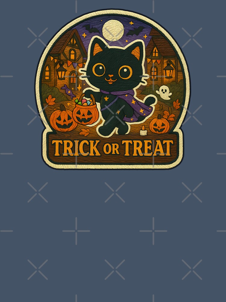 Cute Halloween Black Cat Embroidery Patch – Trick or Treat Kawaii Spooky Kitty by Nuist25