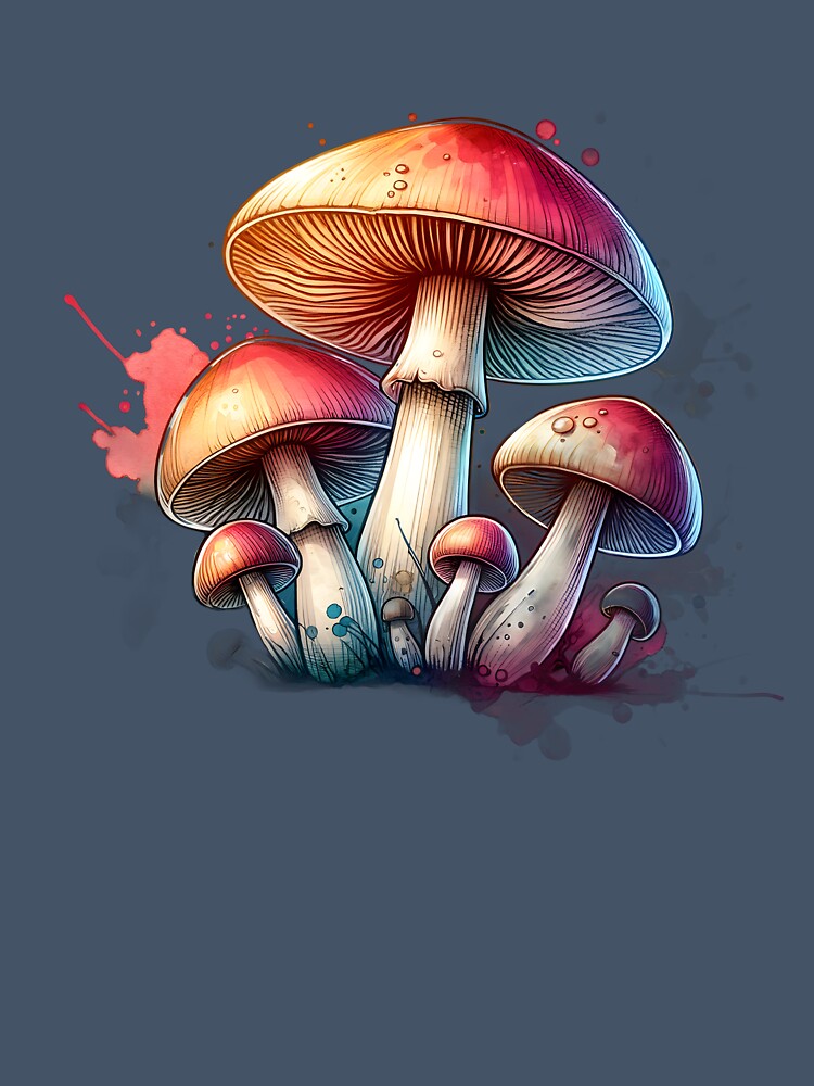Watercolor Mushroom Pop Art Tshirt Sticker by Travelcases