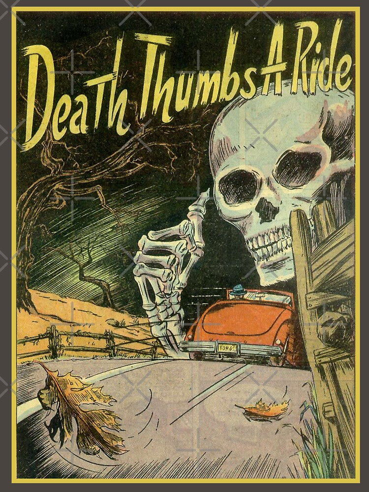 Vintage Death Thumbs Ride Retro Halloween Poster Gift by TheAplus