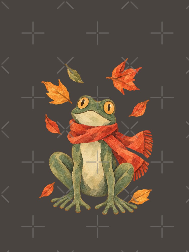 Autumn Frog  – Cozy Vintage Fall Art by ZOHRR