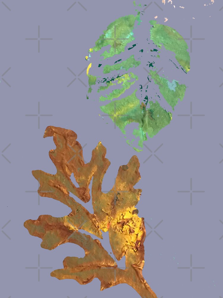 Fall Oak Leaf in gray, autumn gold, brown, green by djrunnels