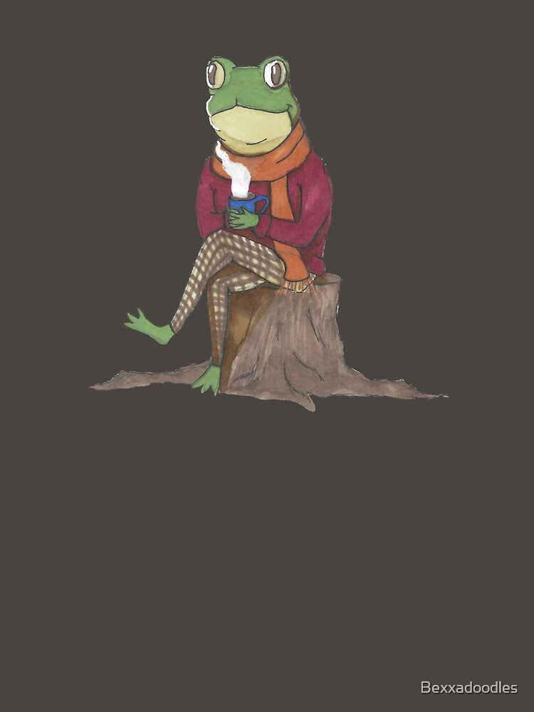 Cozy Frog with Hot Cocoa | Fall Aesthetic Animal Art | Cute Frog Illustration by Bexxadoodles