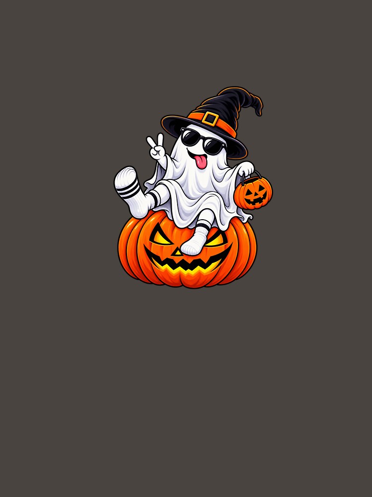 Funny Halloween Ghost with Pumpkin – Cute Spooky Ghost by WAJIHLZ