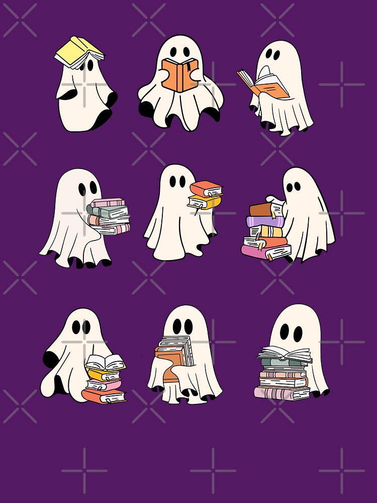 Reading Sheet Ghost Cute Ghosts Reading Pack Book Set Spooky Book Lovers Gift Ideas by StickyBook