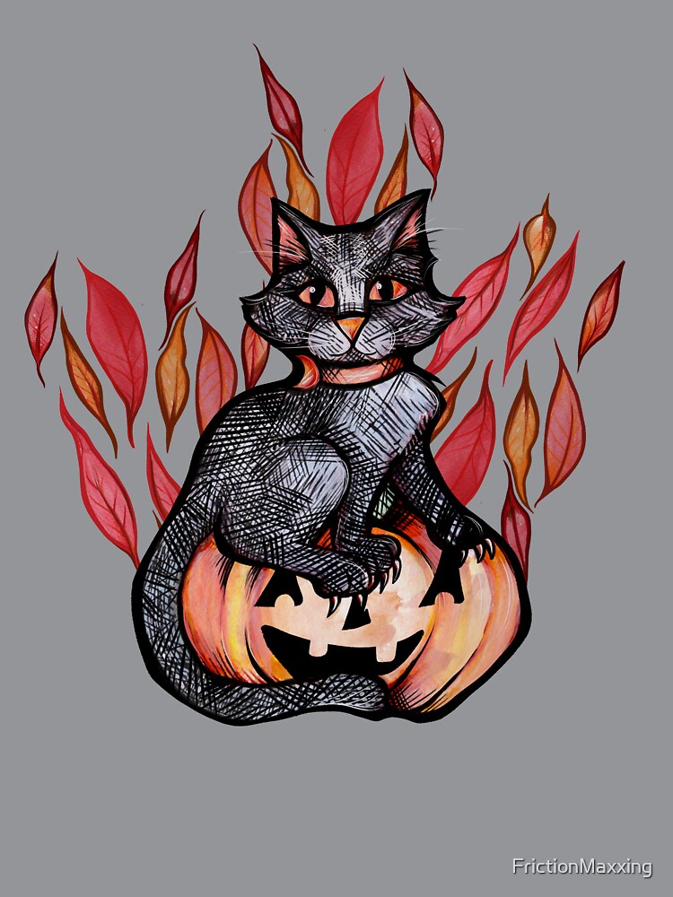 Autumn Black Cat Jack O Lantern by FrictionMaxxing