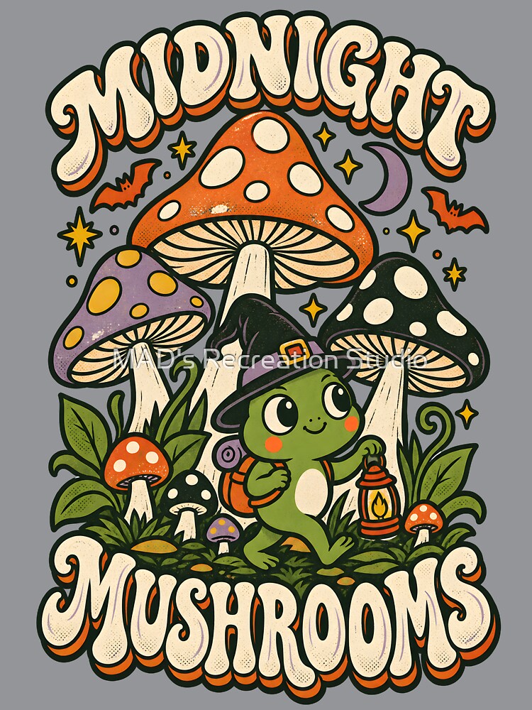 Midnight Mushrooms Psychedelic Frog by  MAD's Recreation Studio