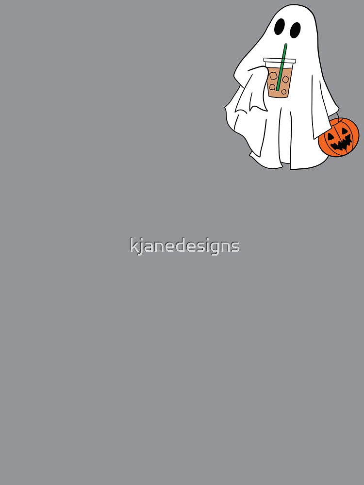 Cute Ghost With Iced Coffee by kjanedesigns