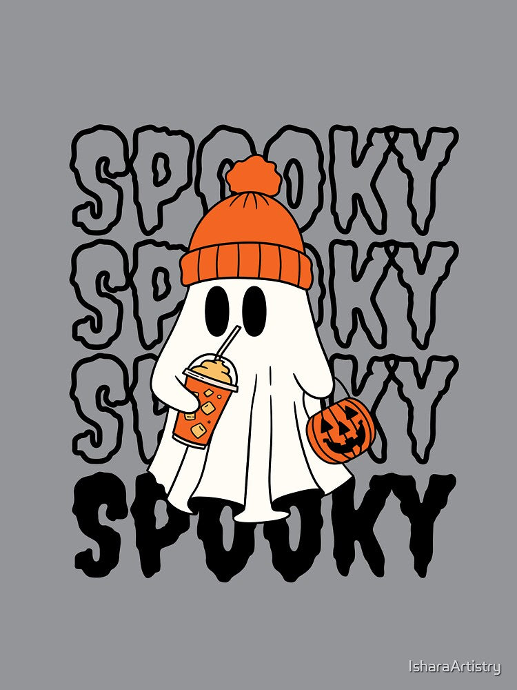 Spooky Ghost Halloween Coffee Lover – Cute Fall Aesthetic T-Shirt Design by IsharaArtistry