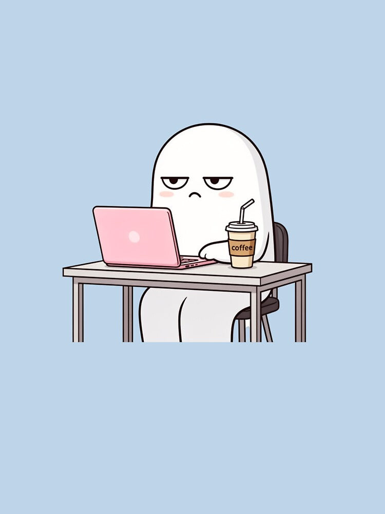 working ghost with coffee by yoyolam0326
