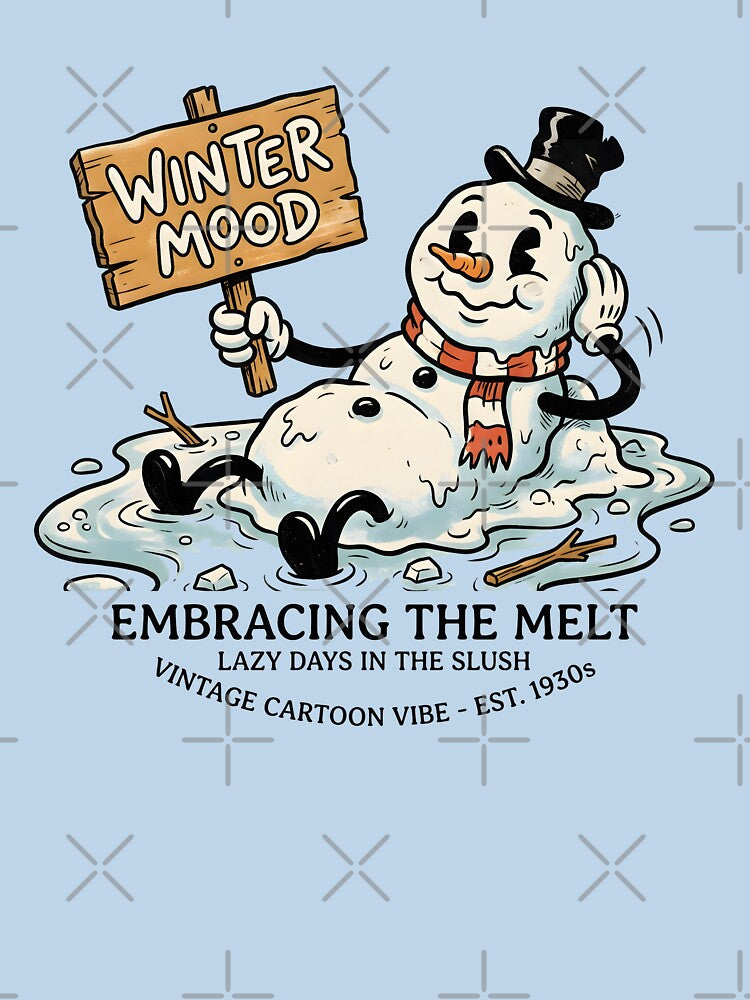 Winter Mood Melting Snowman Retro 1930s by BobaBunny76