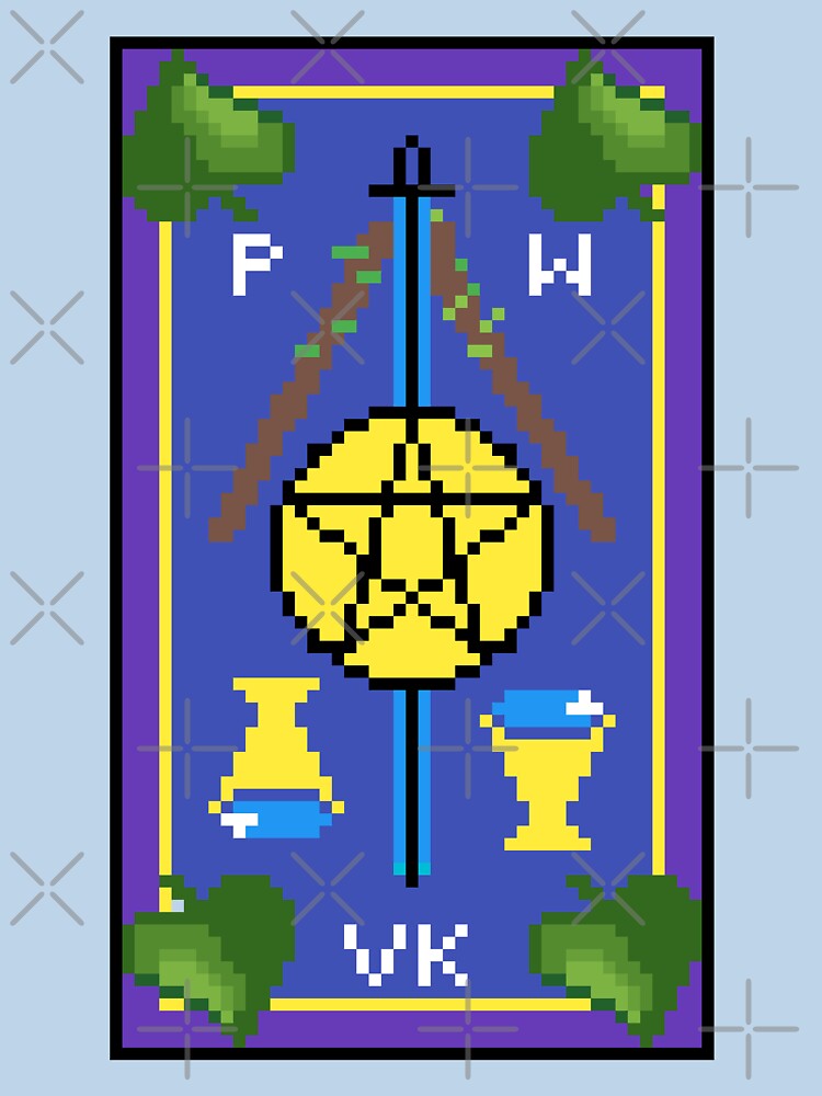 Wait, is this pixel art tarot? Blue - Back Card (Design for T-shirt, stickers and other accessories) by Pixel Waite