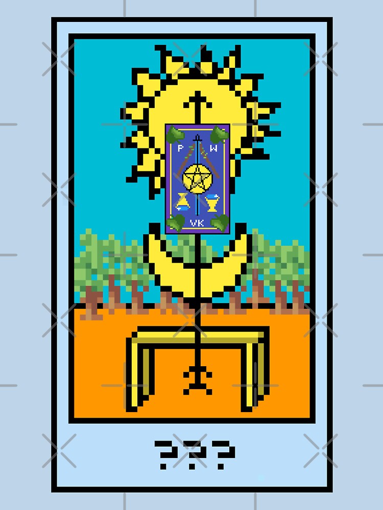 Wait, is this pixel art tarot? Blue - Bonus Card (Design for T-shirt, stickers and other accessories) by Pixel Waite