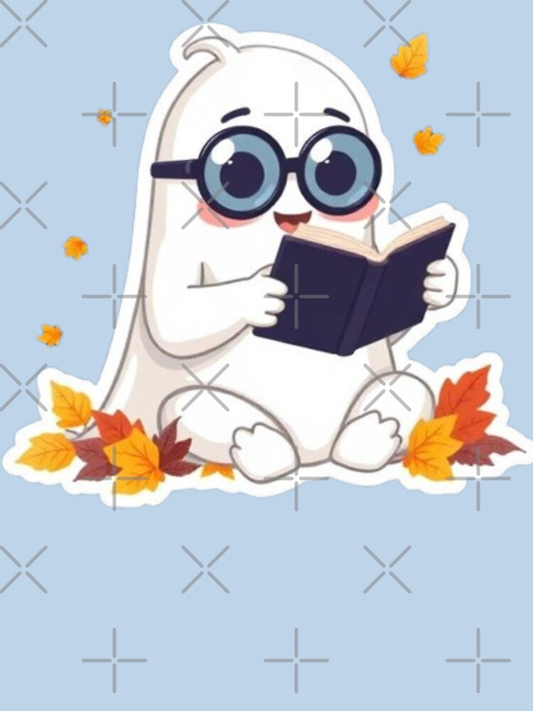 Cute Reading Ghost Autumn Bookworm by Akira Design Store