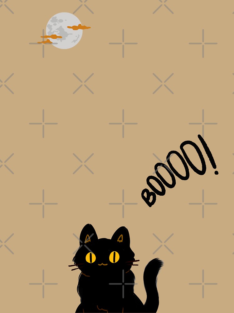 Black Cat - Boooo: Spooky Halloween Cat Design by cabana.space