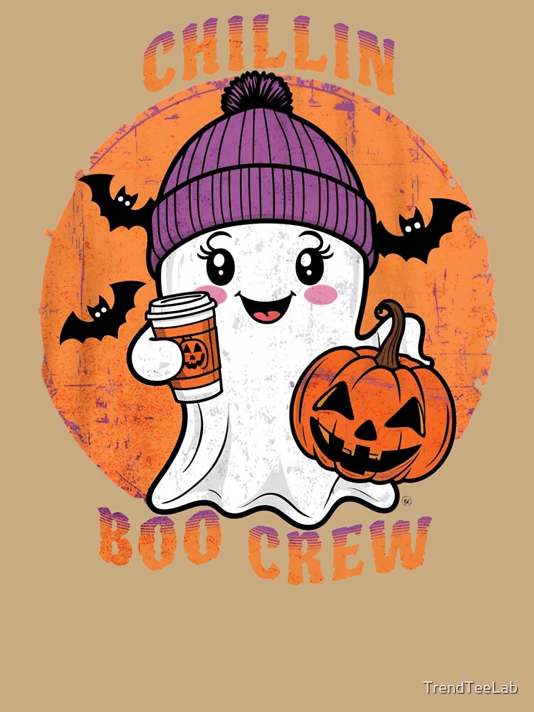 Cute Ghost Halloween Chillin Boo Crew Design by TrendTeeLab