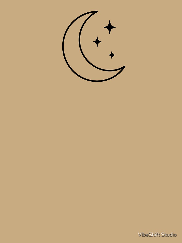 Minimalist Crescent Moon and Stars Celestial Line Art by VibeShift Studio