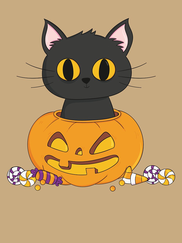 Halloween Cute Black Kitty In Pumpkin by ZodesignArt