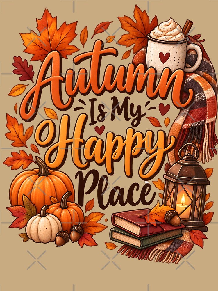 Autumn Is My Happy Place – Cozy Fall Pumpkin & Coffee Design by blankTeeShirt