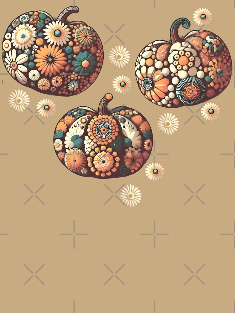 Floral Pumpkins Apricot Orange by SilverPegasus