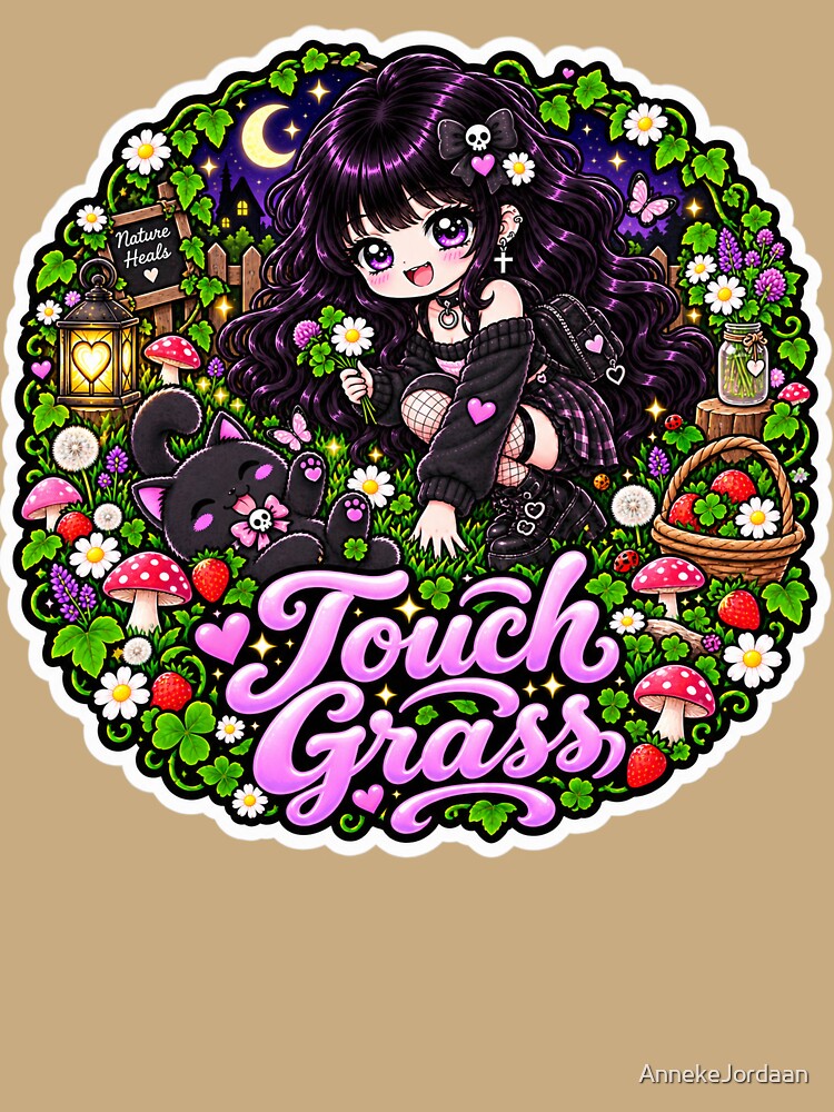 Touch Grass Goth Girl Sticker by AnnekeJordaan