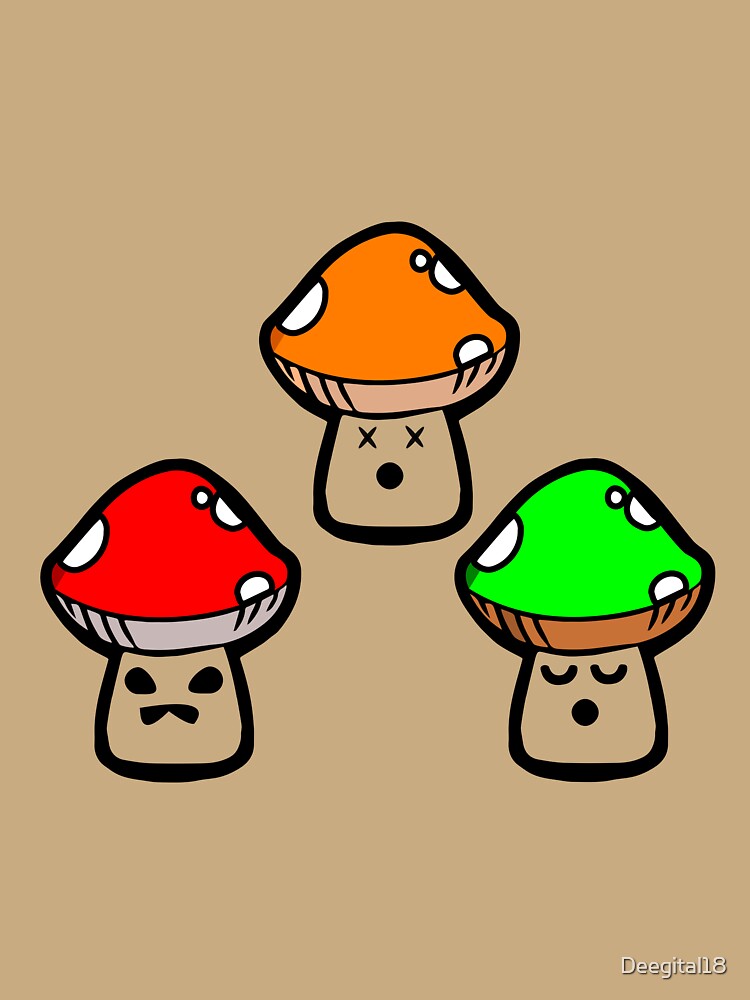 Cute mushroom pack - tri color design by Deegital18