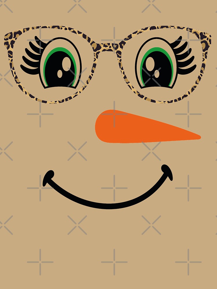 Snowgirl Face Carrot Nose Eyelashes Leopard Glasses Christmas by Tatus Brinal