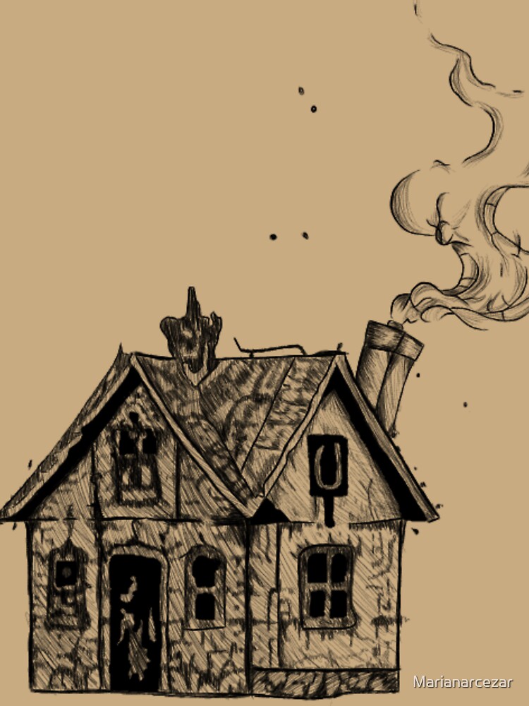 Haunted Cottage | Gothic Haunted House Illustration by Marianarcezar
