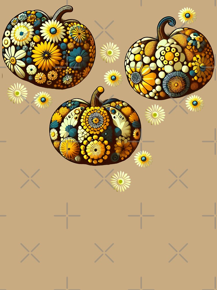 Floral Pumpkins Yellow by SilverPegasus