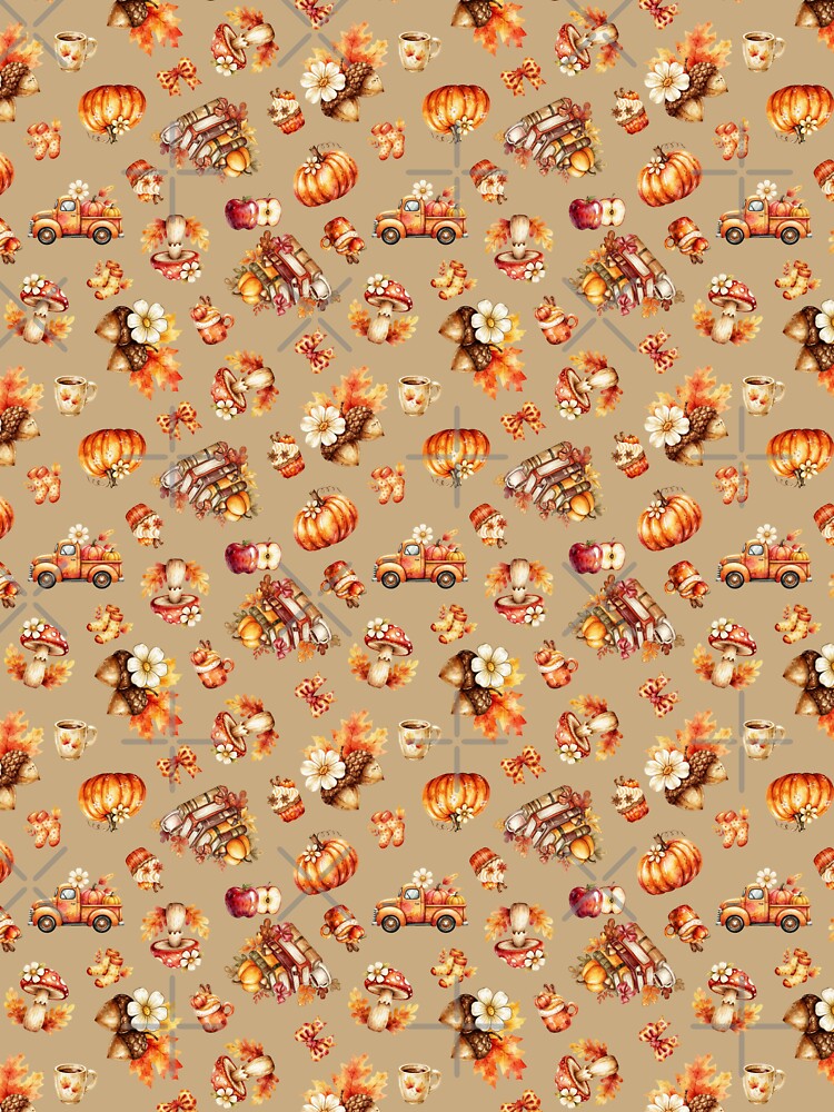 Cozy Fall Harvest Watercolor Bookworm Aesthetic by Chromaovo