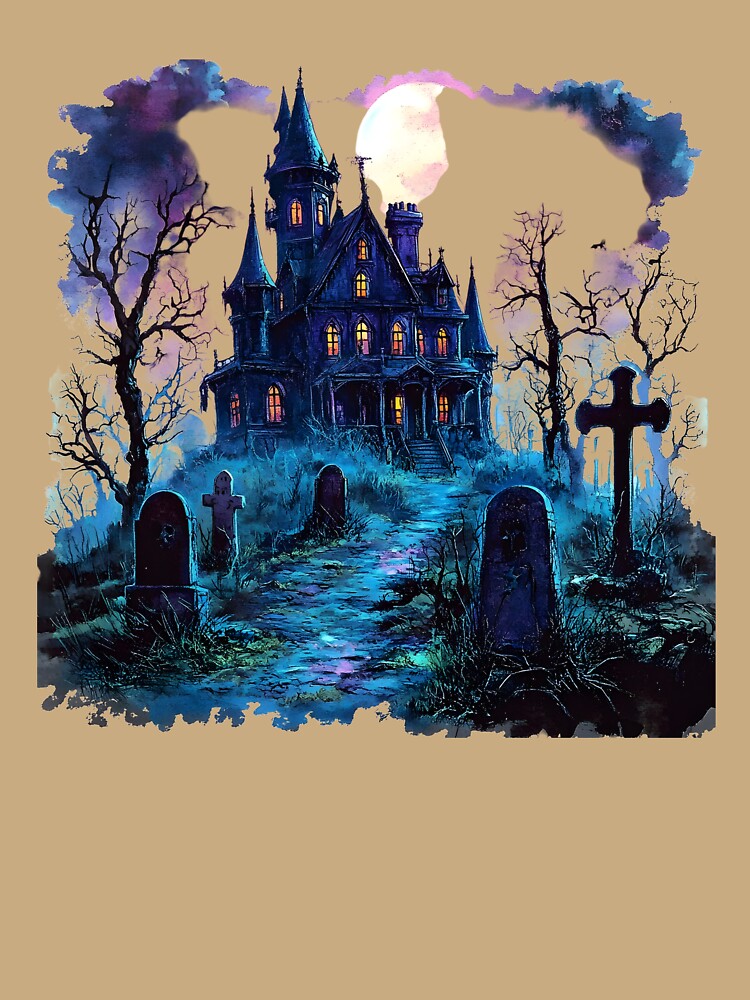 Haunted House Halloween Cemetery by Instant Printing
