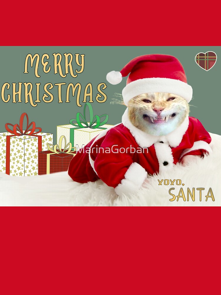 Cat Santa Merry Christmas Grin - Happy Holidays by ViewerEqualsPhoton