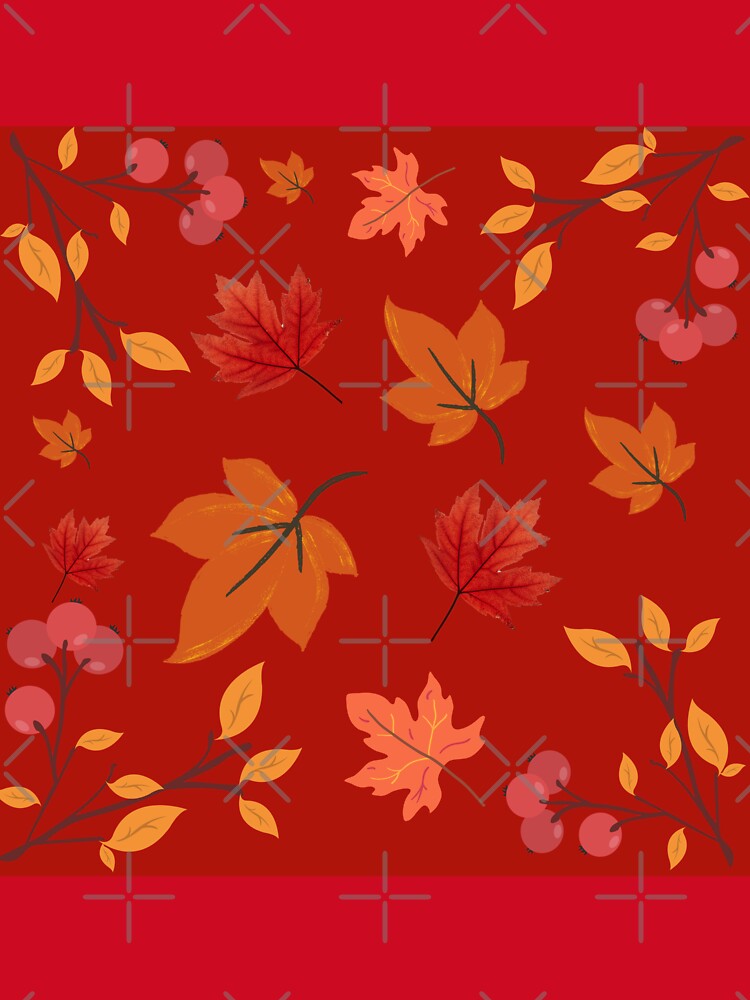 Autumn/fall leaves on Red background by Stefrait-7