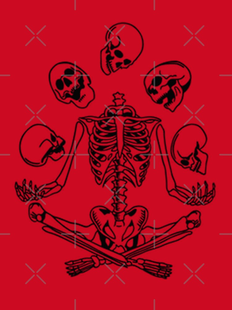 meditating skeleton with heads by SamirElh77