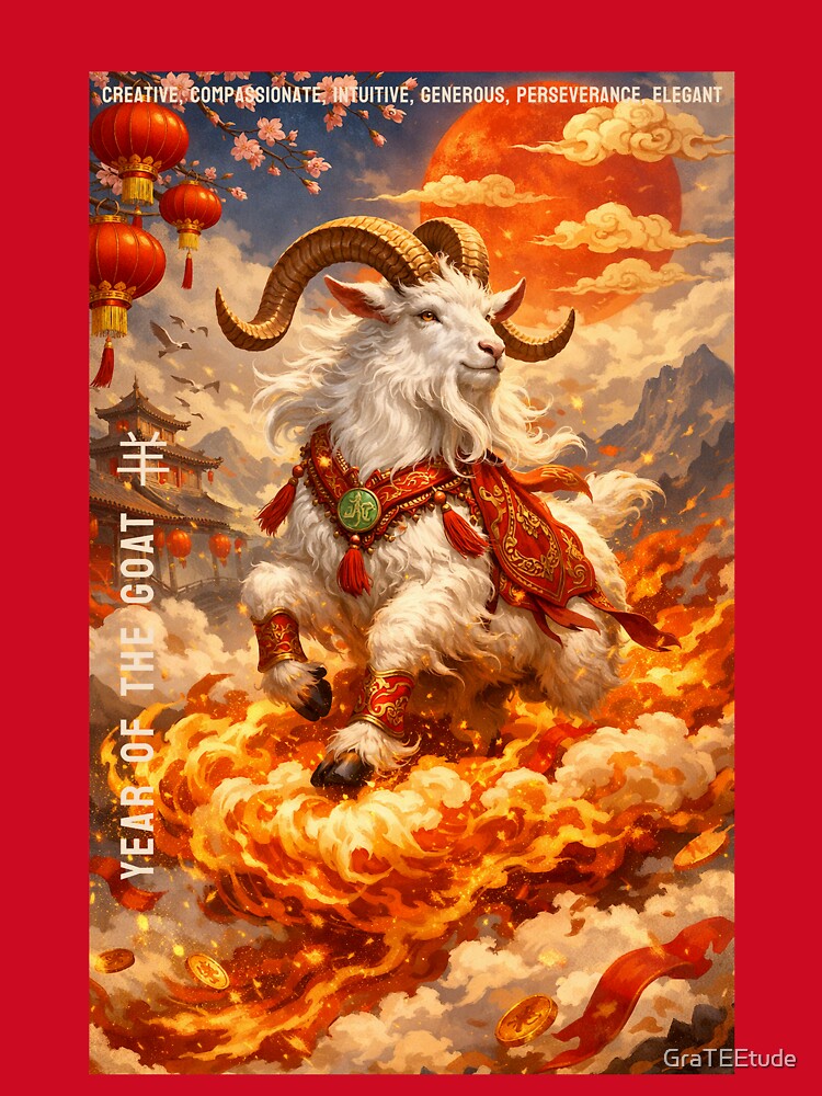 Year Of The Fire Goat Chinese Zodiac Lunar New Year 2027 by GraTEEtude