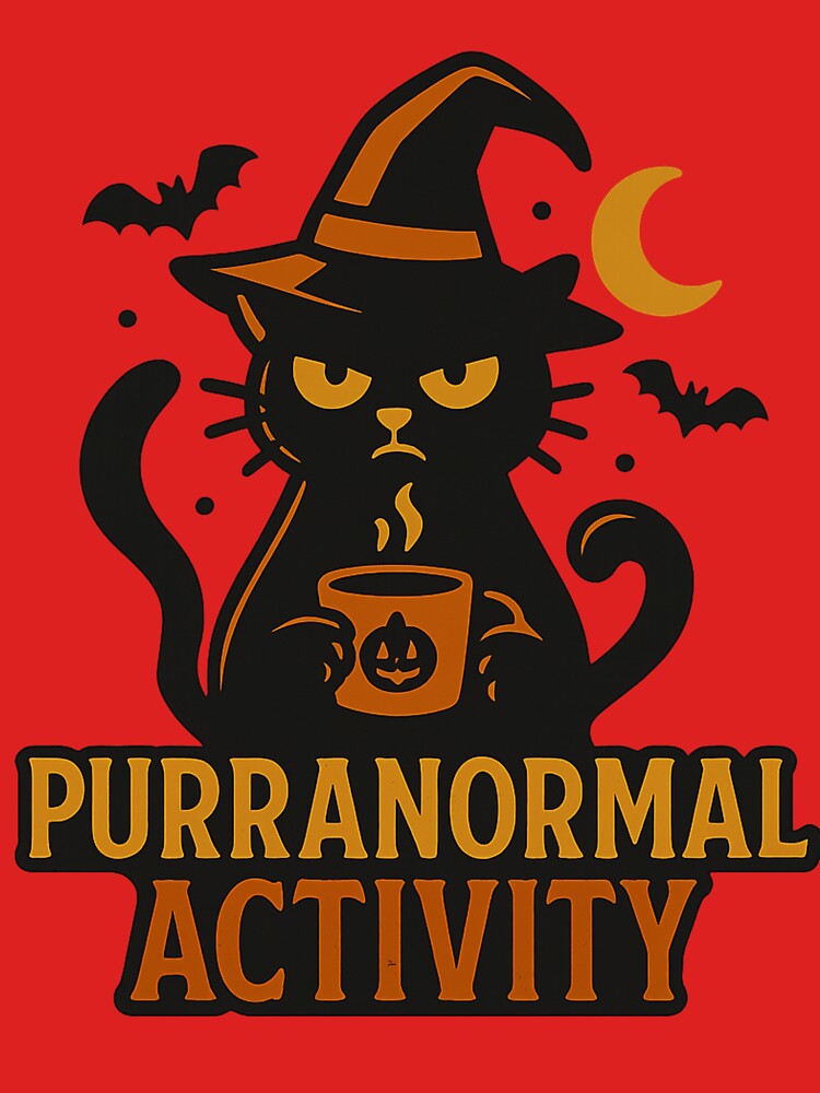 Purranormal Activity Funny Black Cat Halloween T-Shirt by MindMessStudio