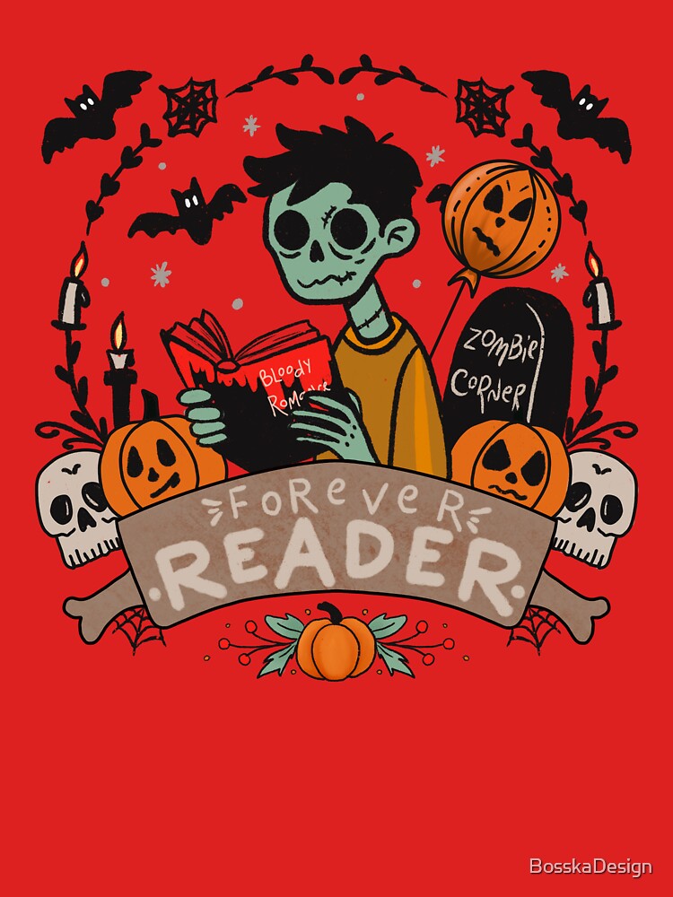 Zombie reader bookish halloween by BosskaDesign
