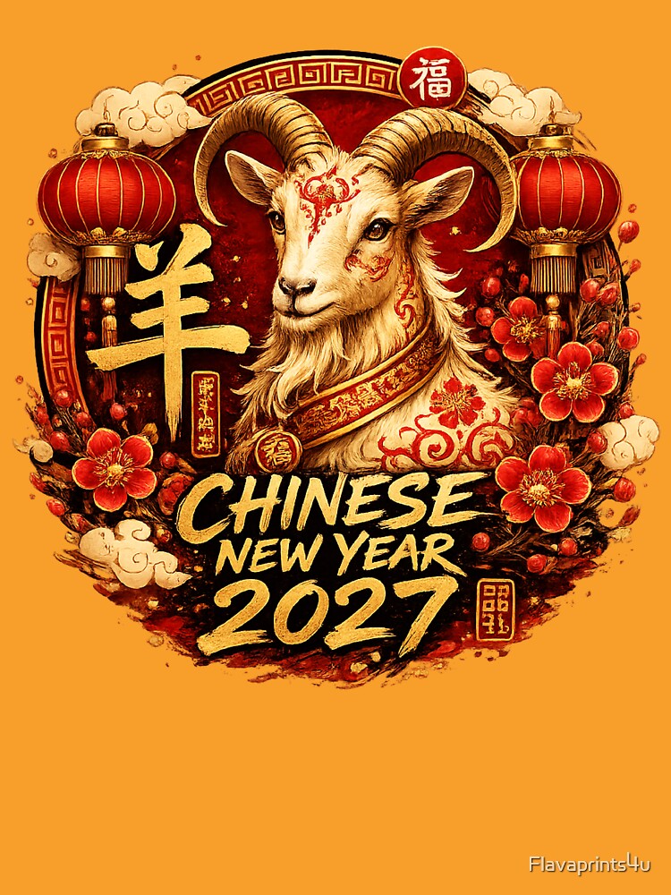 Chinese New Year 2027 | Year of the Goat Lucky Round Emblem by Flavaprints4u