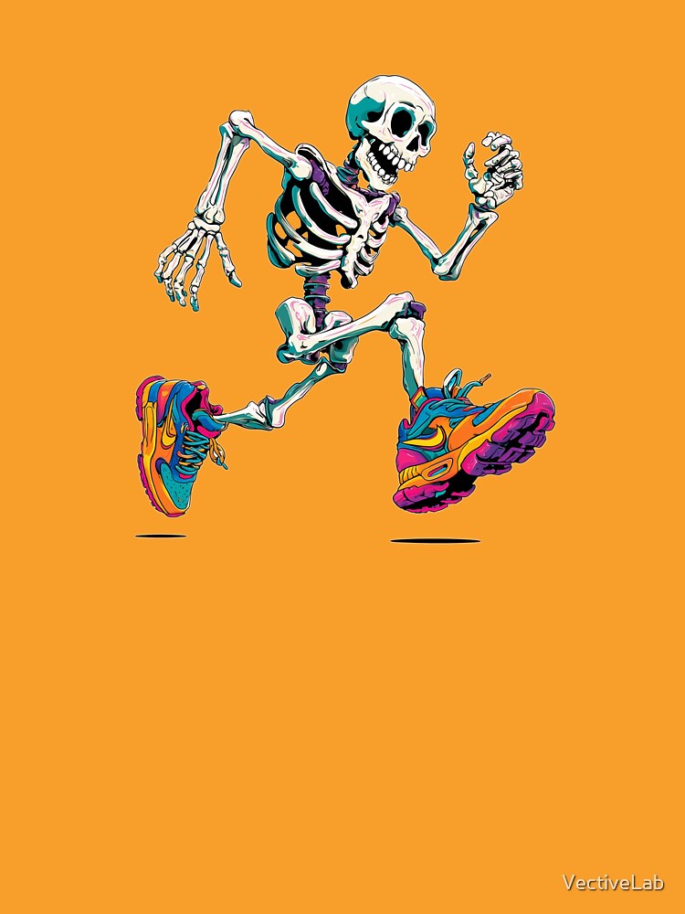 Funny Dancing Skeleton in Sneakers – Cartoon Halloween Design by VectiveLab