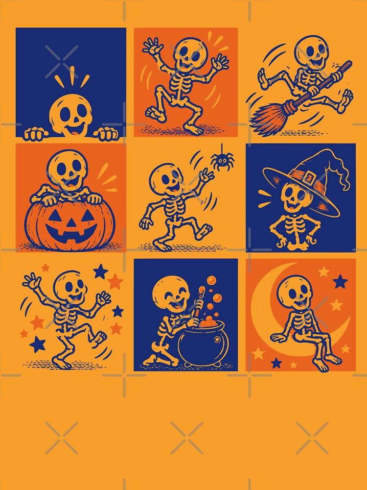 Nine Moves of a Dancing Skeleton Grid by 89shirts